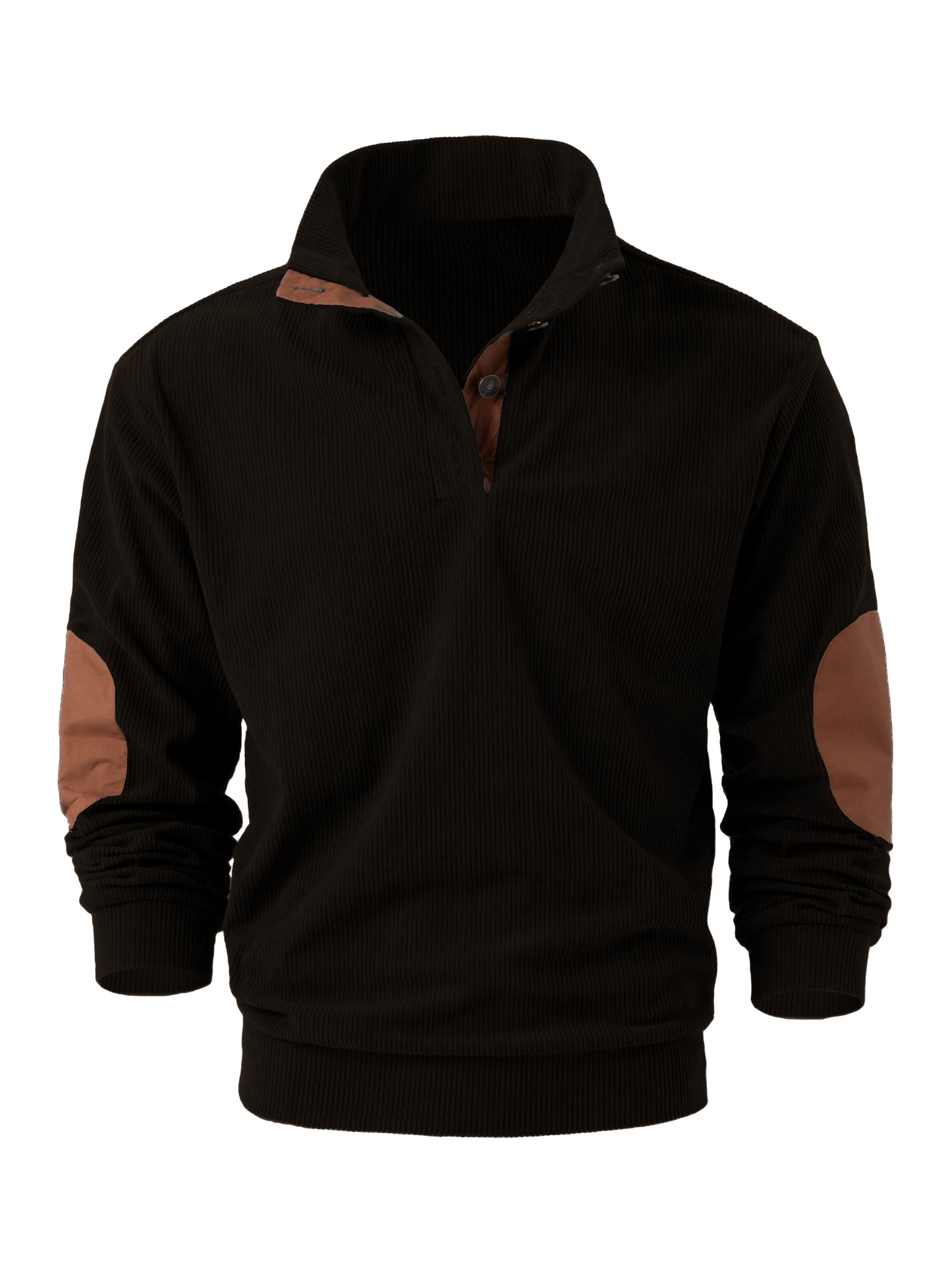 Spring and autumn solid color sports long-sleeved tops for men, fashionable and casual stand-up collar outdoor men's pullover