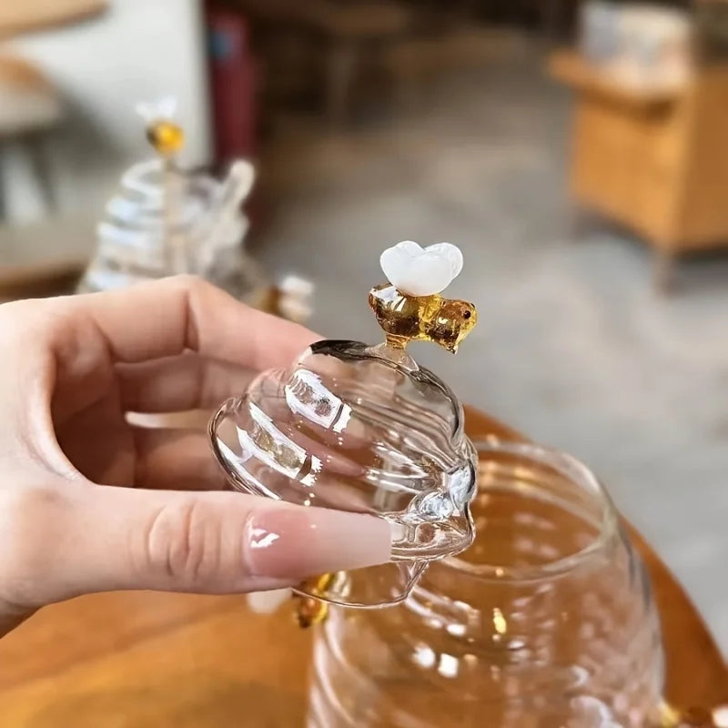 1pc Animal-Themed High Borosilicate Glass Honey Jar with Lid - Perfect for Kitchen & Dining