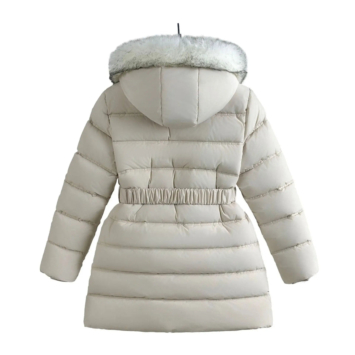 Winter Long Style Teen Girls Jacket Solid Color Slim Fit Fashion Detachable Hat Big Fur Collar Hooded Keep Warm Coat For Kids