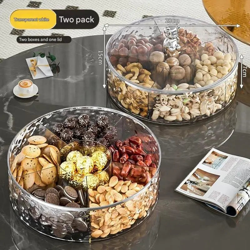 New style dried fruit tray for living room coffee table, a luxurious and high-end divided serving tray for nuts, seeds, candies,