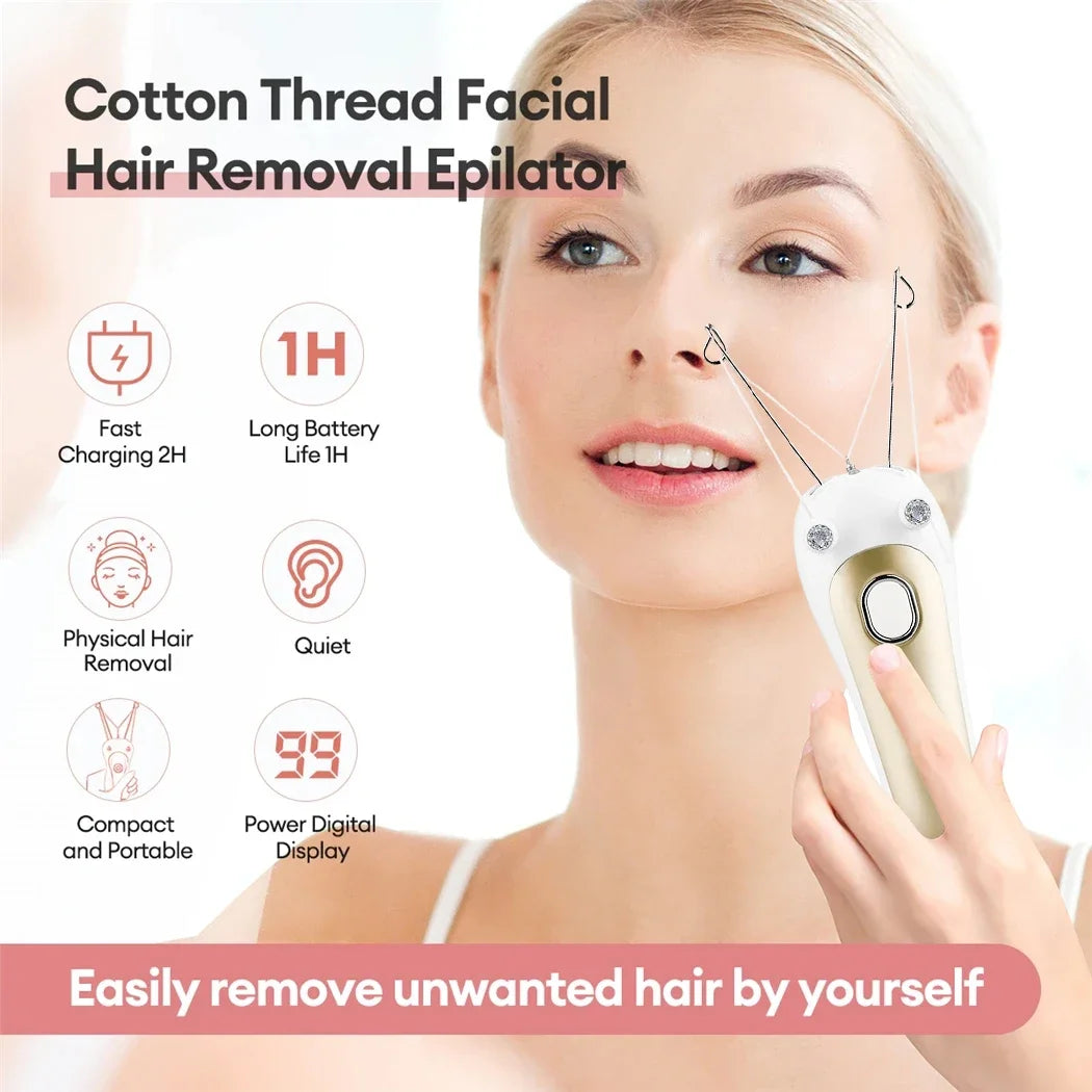 Women Electric Hair Epilator Body Facial Hair Remover Cotton Thread Defeatherer Depilator Face Razor Face Leg Arm Hair Remover