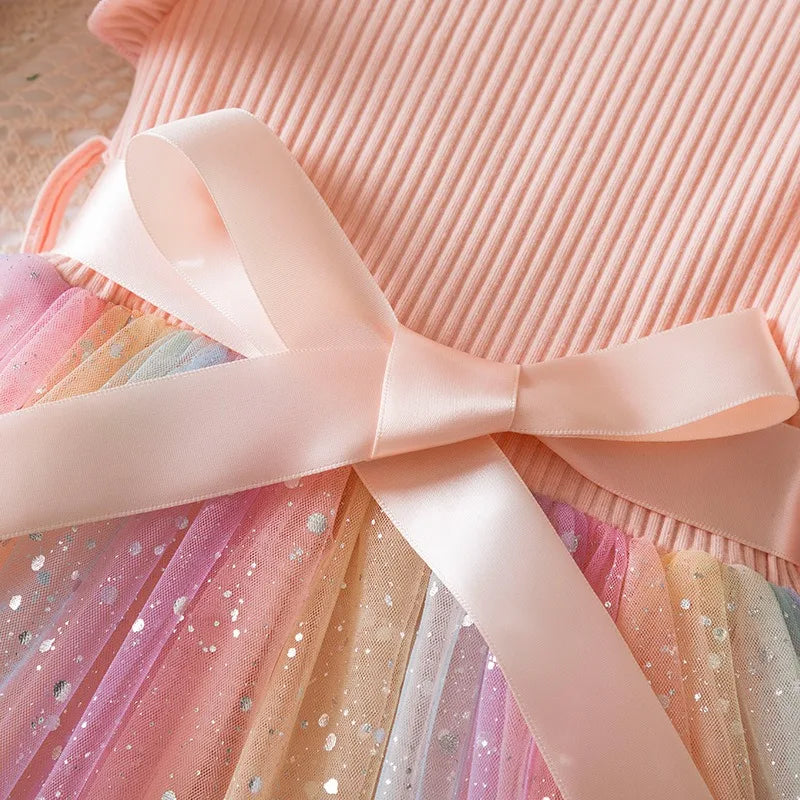 K-Pop Hunters Zoey Mira Rumi Girls Flying Sleeves Bow Sequin Dress Kids Baby Girl Birthday Party Fluffy Tutu Princess Dress 1-5Y