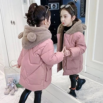 Autumn Winter Girls Jacket Keep Warm Hooded Windproof Outerwear Birthday Christmas Girls Coat 4 5 6 7 8 9 10 Years Kids Clothes