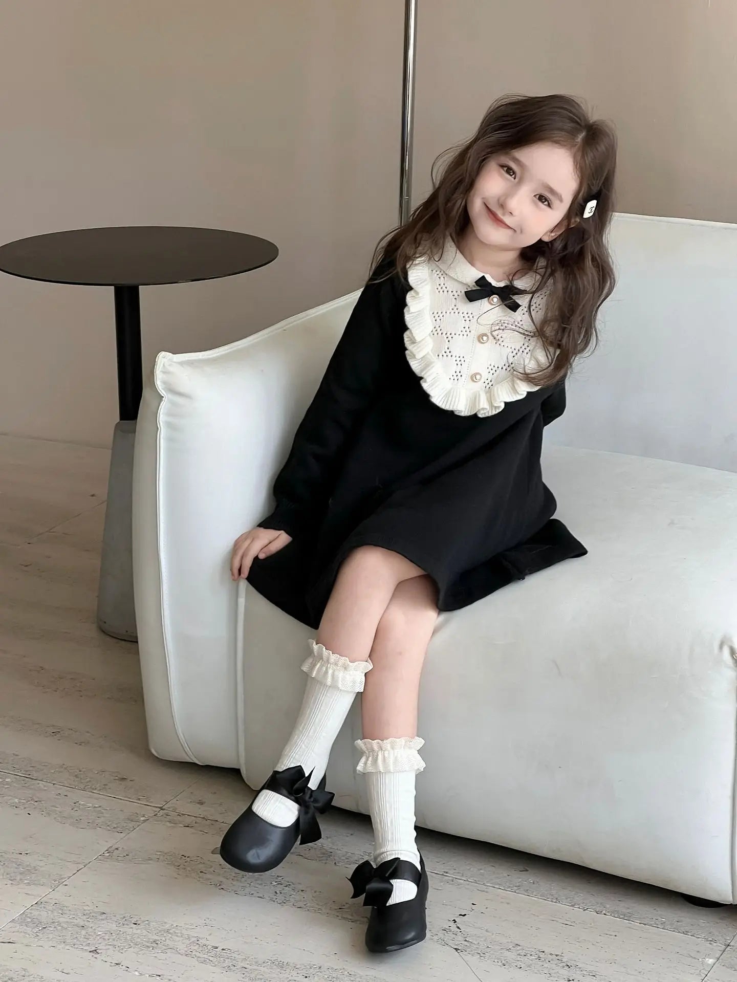 Girls Knitted Dresses 2025 Autumn and Winter New French Style Woolen Skirts Children Knitted Dresses