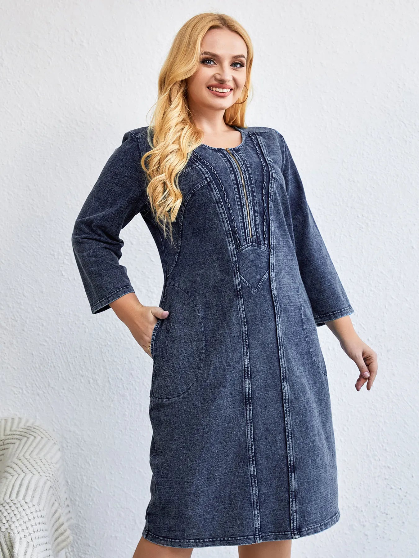 Women Plus Size Knitted Spring And Autumn Fashion Dress