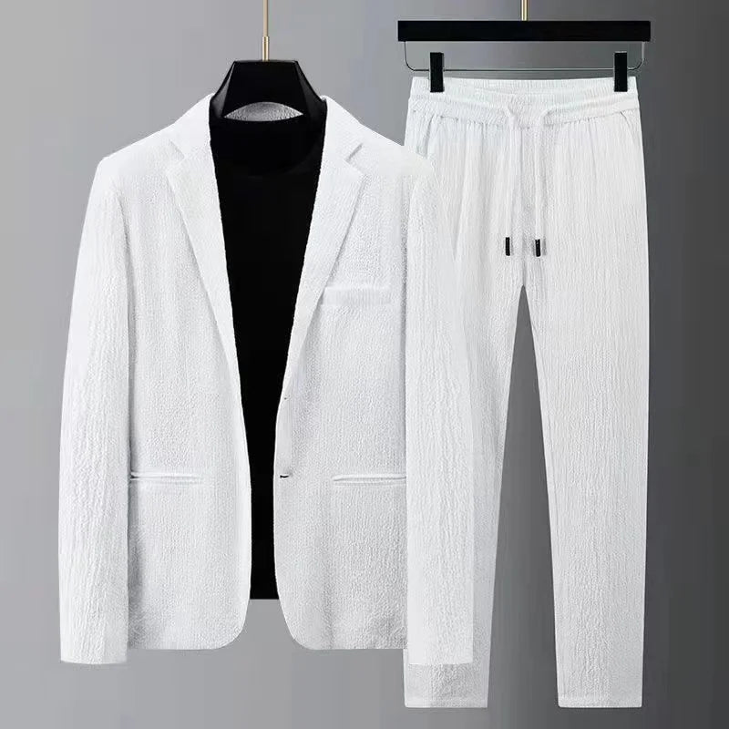 2024 Summer and Autumn New Fashion Suit Men's Long sleeved High end Quality Casual Set Korean Edition Casual Two Piece Set