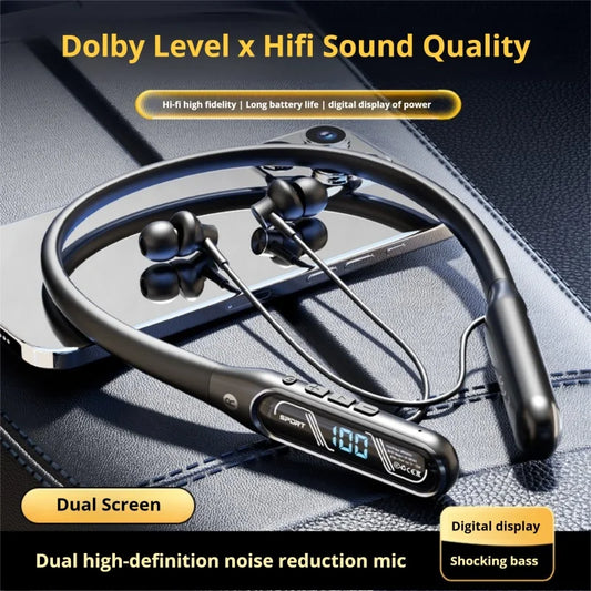 EARDECO 80Hrs Wireless Headphones HD Microphone 5.4 Bluetooth Headphone Waterproof Neckband Bluetooth Earphone Sport Bass Stereo