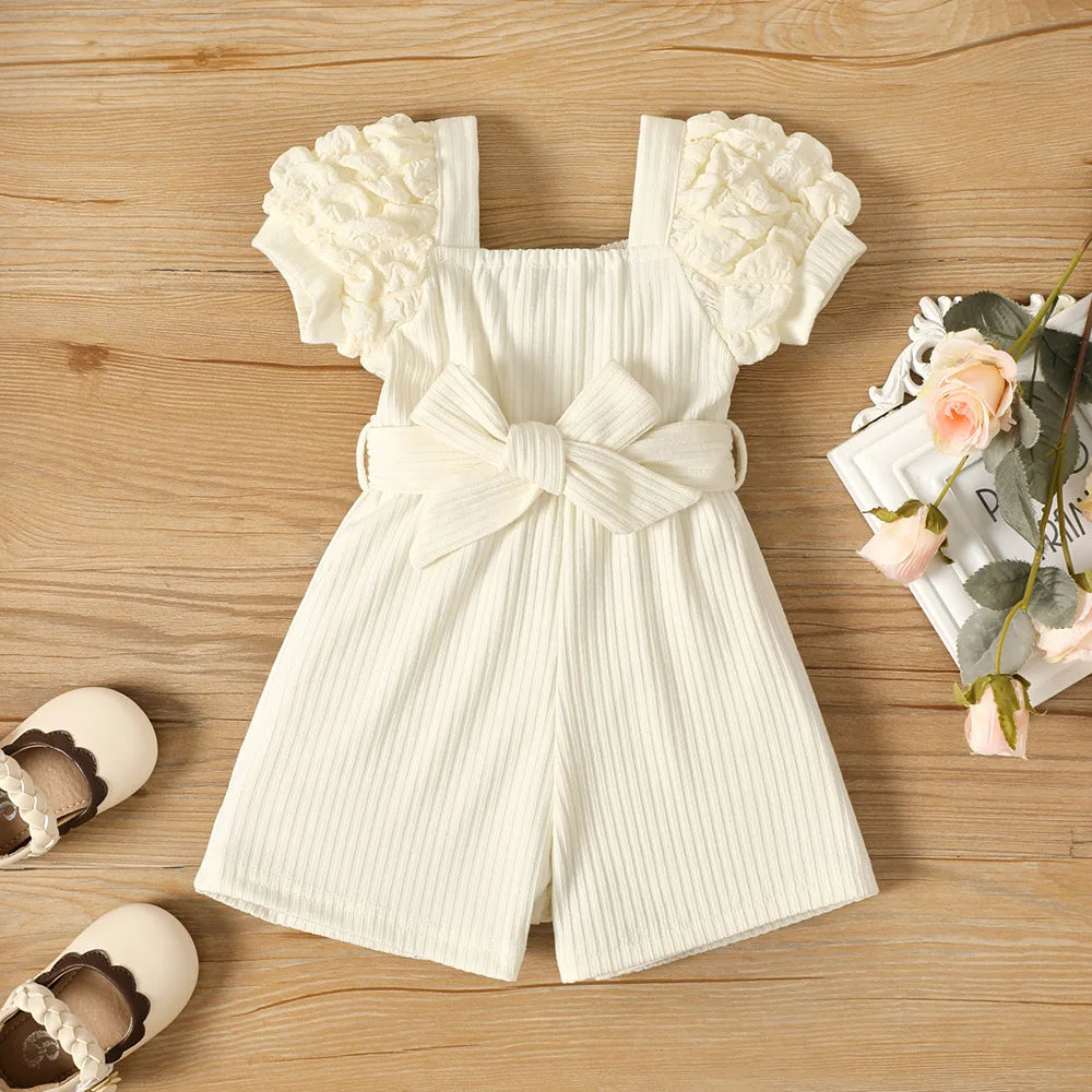 Prowow 3-24M Baby Jumpsuit For Girls Kids Puffy Sleeve Plaid Belted Korean Baby Romper Girls 2pcs Newborn Birth Clothes