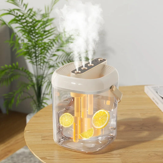 Intelligent 3-Spray Humidifier - 2L Large Capacity Water Tank, Warm Night Light, Waterless Protection, 4-Speed Mist Adjustment