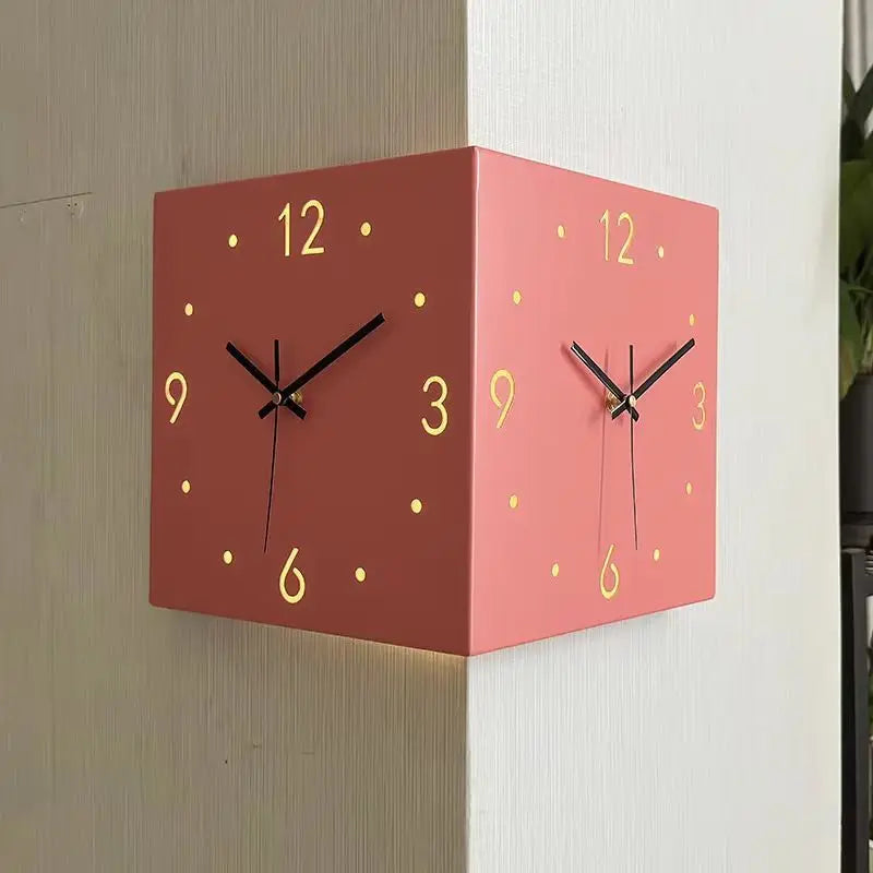 Wall Clock Living Room Creative Simple Modern Wall Clock No Punching Fashionable Square Clock Wall Corner Wall Clock