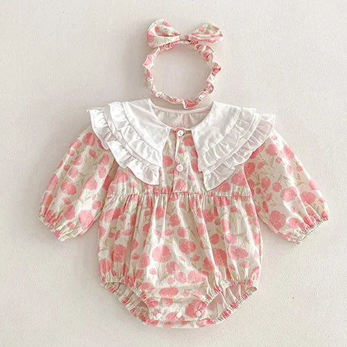 2025 New Autumn 1-5Yrs Girl Party Dress Baby Girl Romper Long Sleeved Cotton Splicing Kids Princess Dresses Sister Clothes