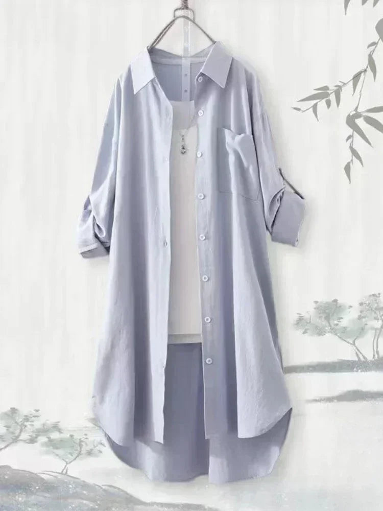Plus Size Women Simple Long Sleeve Blouse