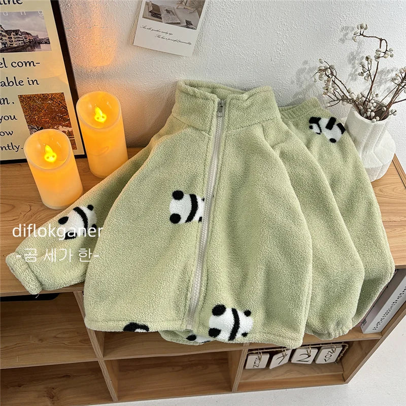 Winter Plush Warms Sets Kids Cartoon Thick Pajama Suits Girls Boys Fleece Long Sleeve Home Wear Outfits Children Clothes 1-10Y