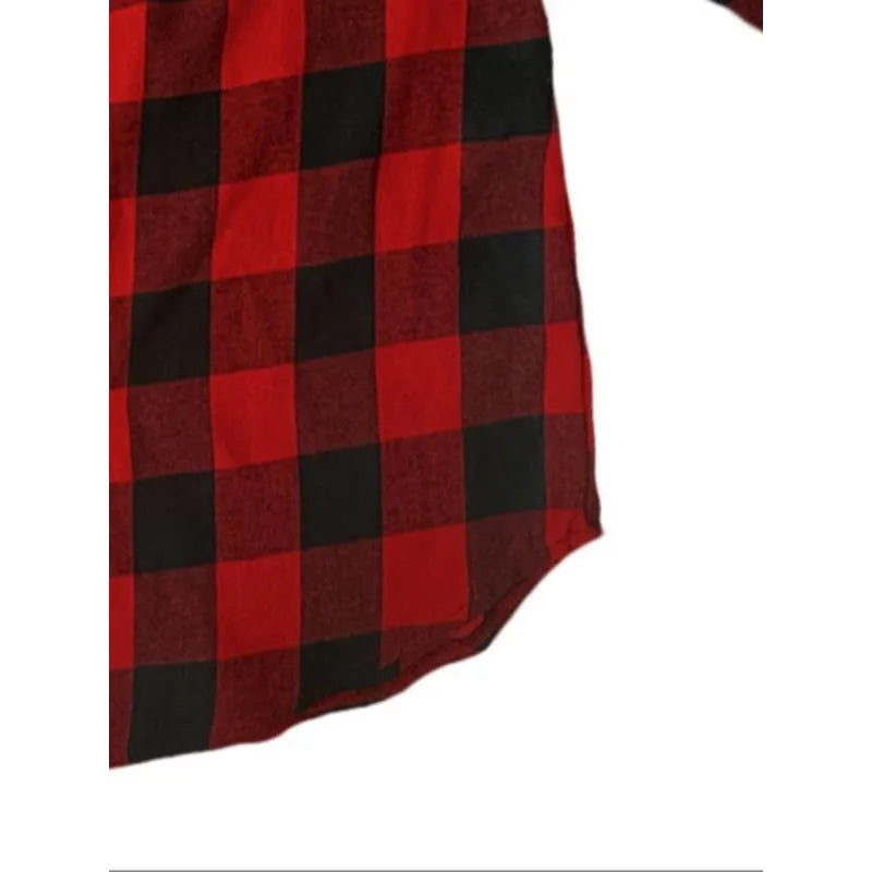 Plus Size Women Plaid Coats Fashion Flannel Color Blocking Single Breasted Casual Jackets Female Lapel Loose Tops
