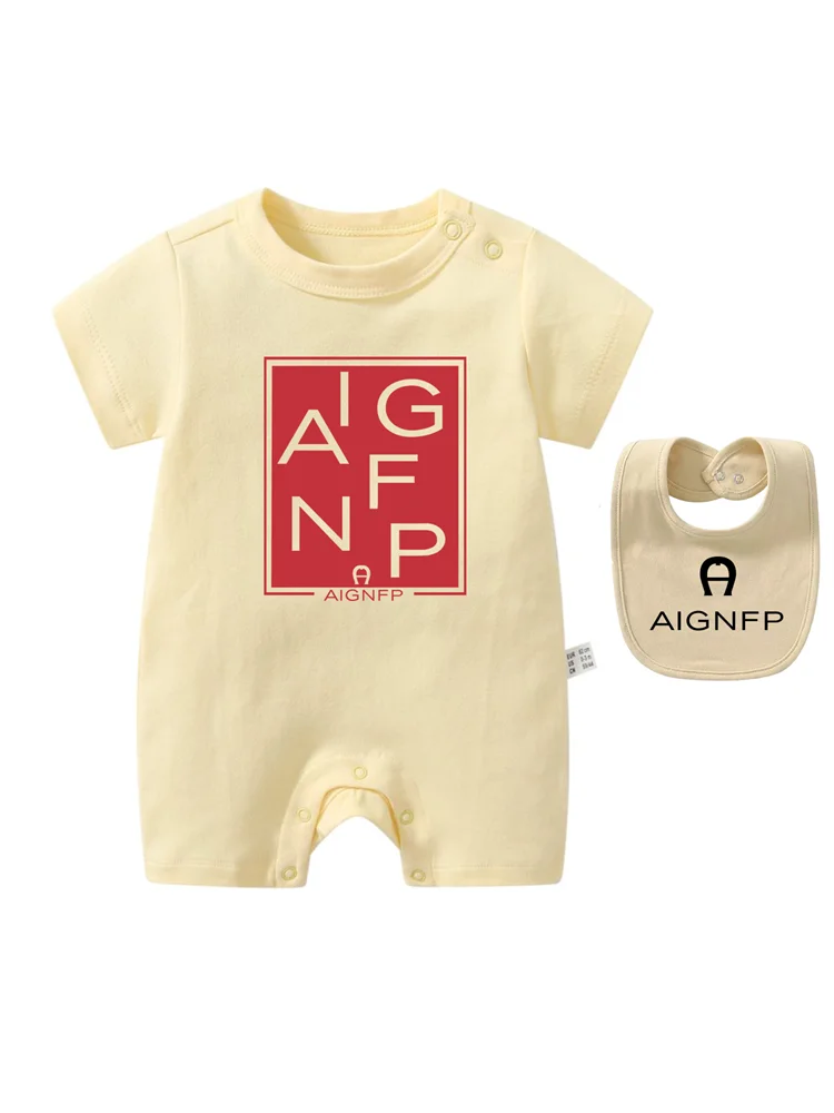 Newborns Clothes Rompers 2025 Hot sales Bib scarf Baby Jumpsuit 2Pcs Set Fashion Toddler Romper %100 Cotton Infant Boy Bodysuits