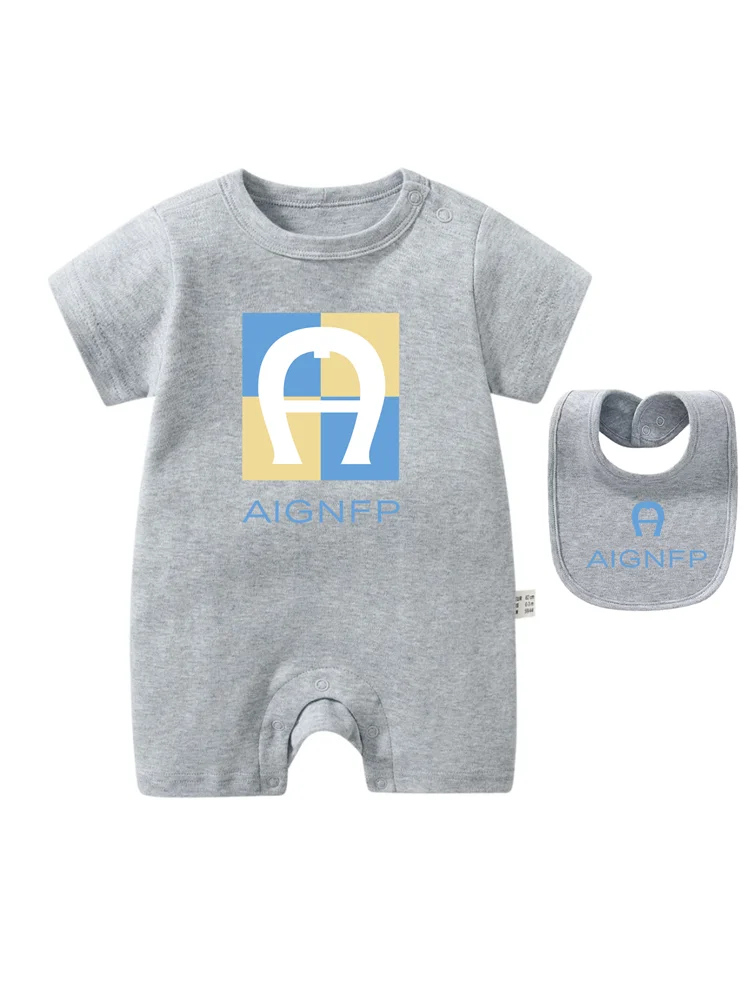 Newborns Clothes Rompers 2025 Hot sales Bib scarf Baby Jumpsuit 2Pcs Set Fashion Toddler Romper %100 Cotton Infant Boy Bodysuits