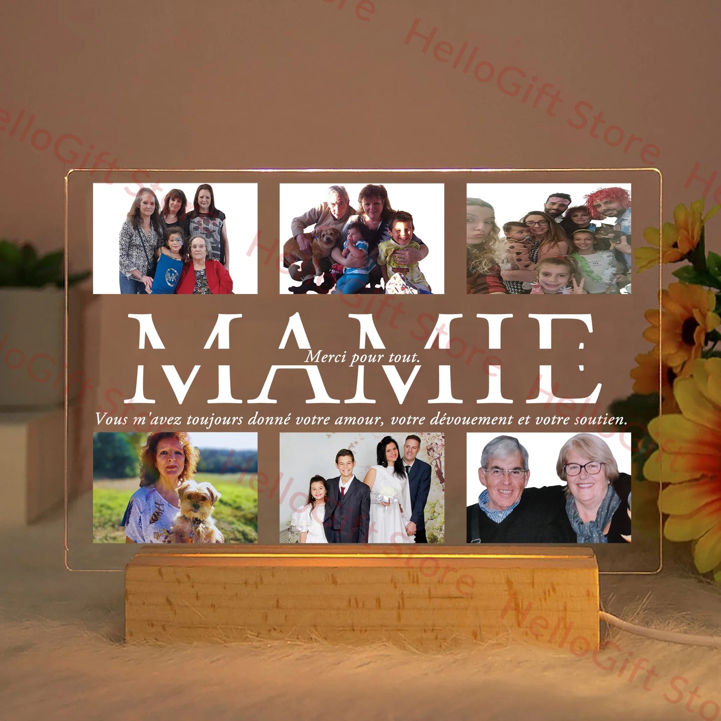 Custom Acrylic Lamp Personalized Photo Text Bedroom Night Light MOM DAD LOVE Friend Family Day Wedding Birthday Christmas Gift