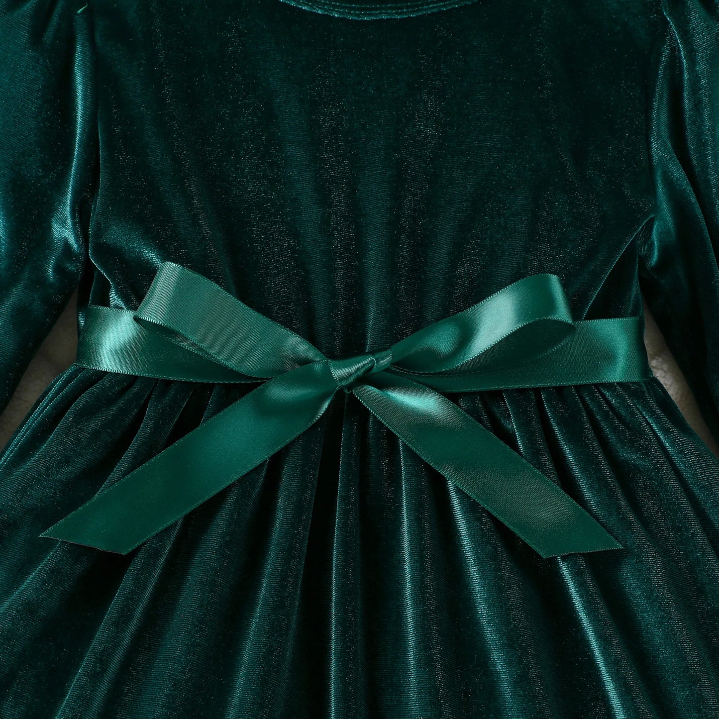 Baby Green Dresses For Girls Flared Sleeve Lace Velvet Dress With Belt 2pcs 2026 New Year Toddler Baby Eevening Party Dress