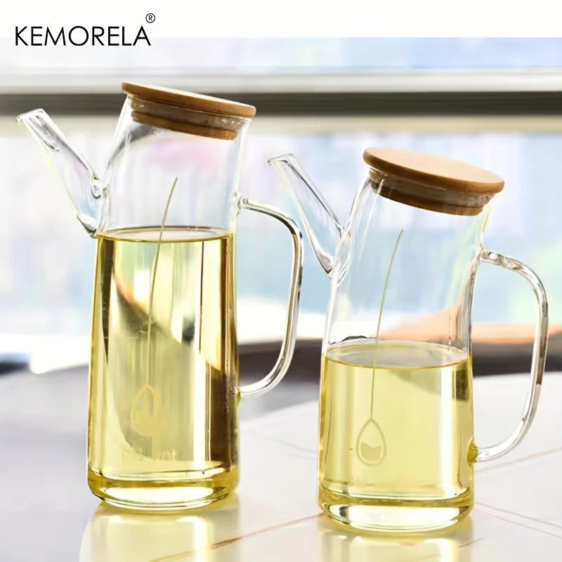 KEMORELA Leakproof Oil Dispenser Glass Bottle 750ml/1000ml Kitchen Storage Container for Cooking Outdoor BBQ Picnic Seasoning