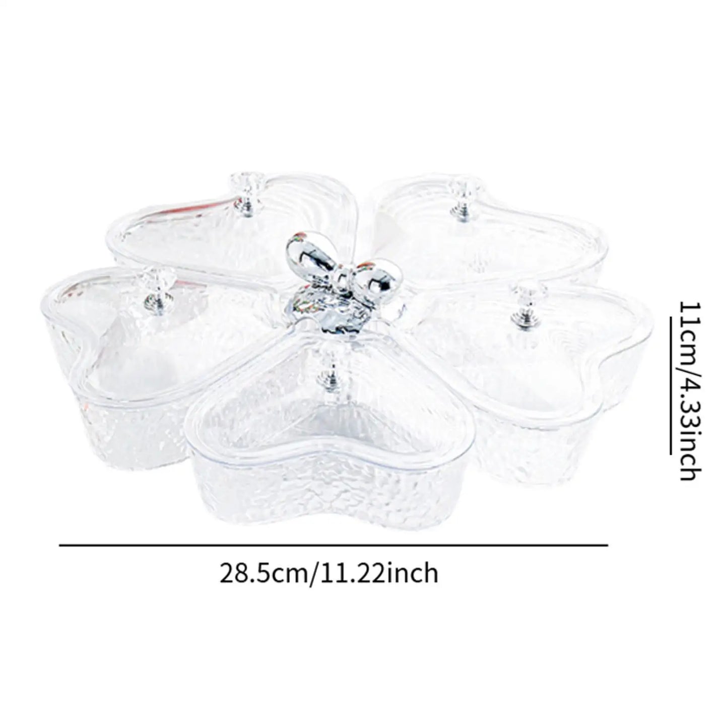Divided Serving Tray Fruit Plate Organizer Nut Candy Veggie Tray Rotating Snack Platter for Candy Nuts Sweets Fruit Tea Party