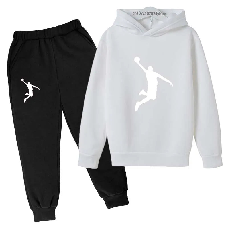 Kids Casual Autumn Spring 2pcs Hoodie+Pants Letter Print Tracksuits 2-13 Years Boys Girls Simple Outfits Children Clothes Sets