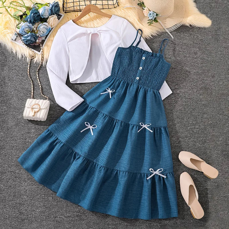 Girls Dress Summer 4-12 Years Flowers Sleeveless Fashion Elegant Little Princess Dress Birthday Dance Party Gifts Kids Clothes