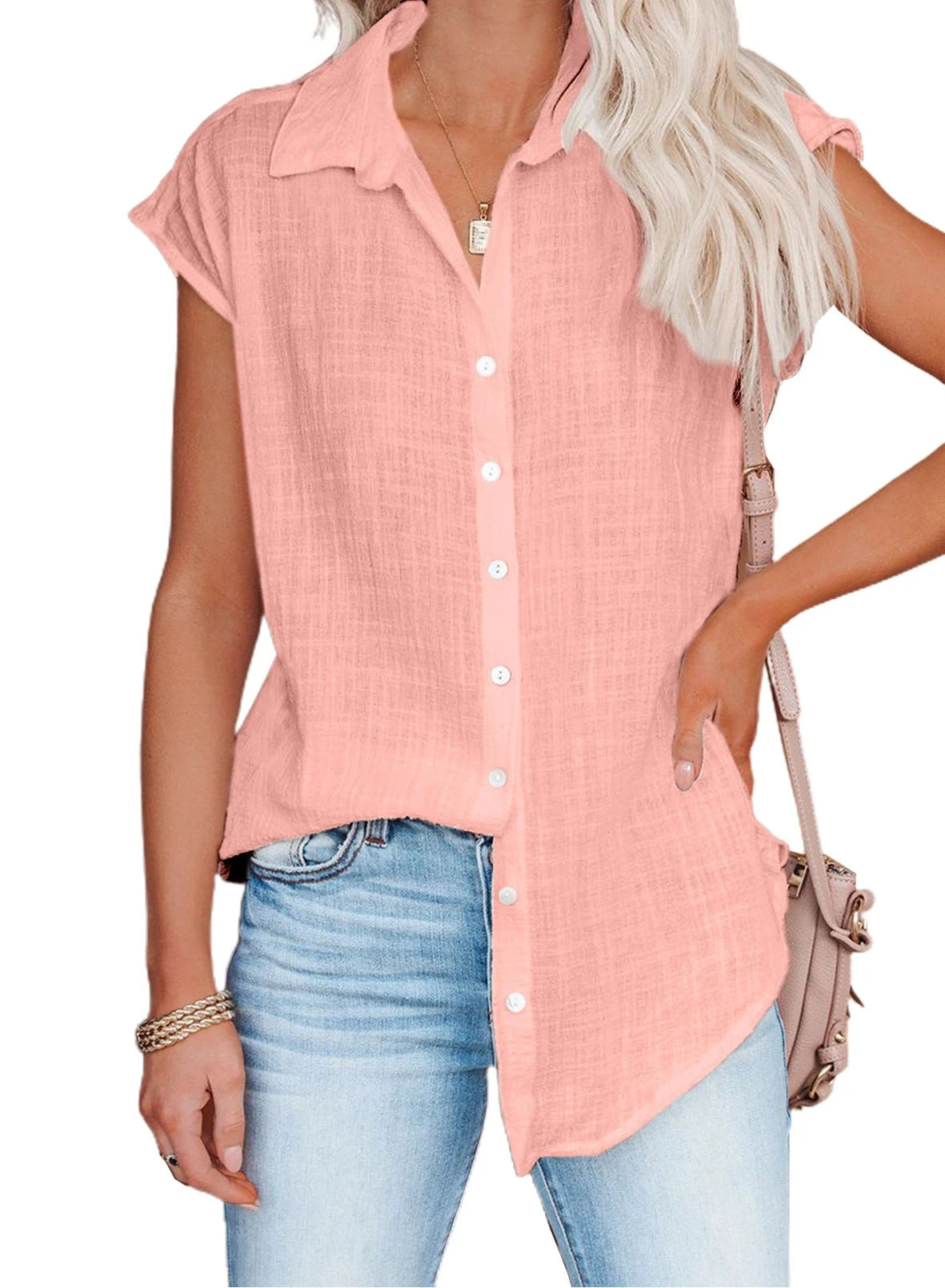 Summer Solid Cotton Linen Shirt Women's Clothing Casual Short Sleeve Tops Tee Ladies T-Shirts Blusas Thin Loose T Shirt Woman