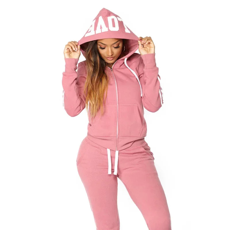Women’s fashion 2-Piece Zipper Hoodie & Jogger Set