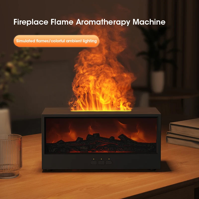 Aroma Humidifier for Home Essential Oils Simulated Fireplace Diffuser with LED Light and Remote Control