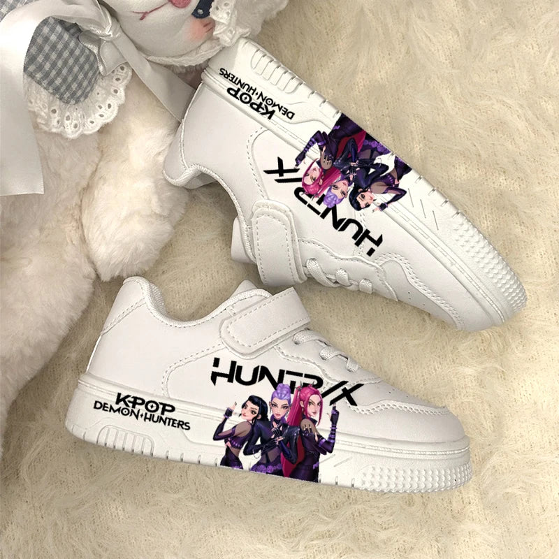 Kids KPOP Casual Shoes 2026 Children's New Fashion Hunters Printed Sport Shoes Girls White Anti-slip Outdoor Breathable Sneakers