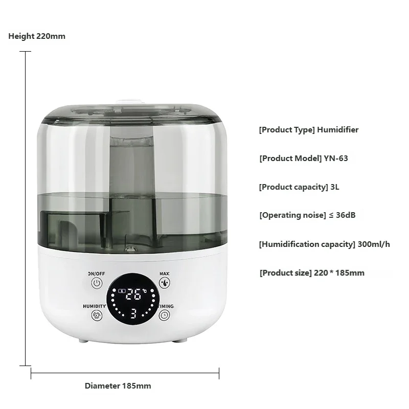 HOMEFISH CK2 3L Professional Large Capacity Household Silent Air Humidifier Plant Spray Aroma Diffuser with Remote Control Timer