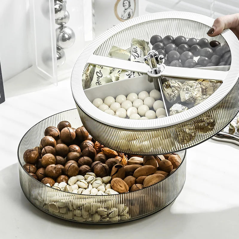 Food Platter Food Storage Tray with Lid 4 Compartment Snack Dried Fruit Candy Nut Serving Plates Tra