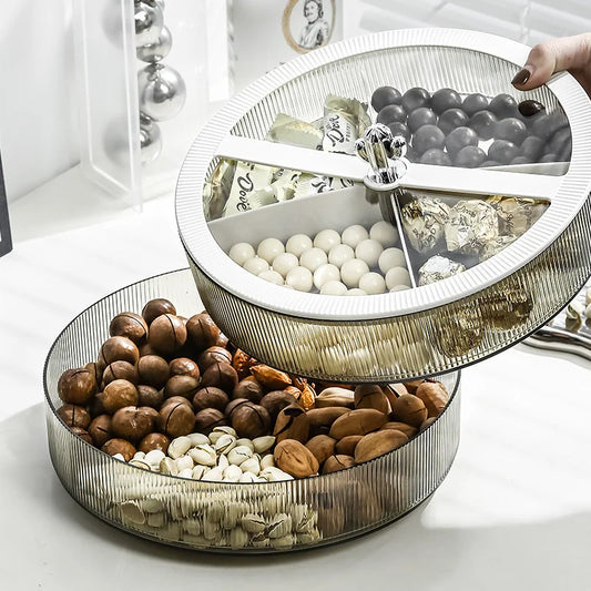 Food Platter Food Storage Tray with Lid 4 Compartment Snack Dried Fruit Candy Nut Serving Plates Tra