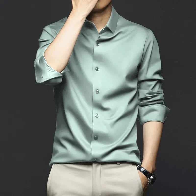 New Stretch Anti-Wrinkle Men's Shirts Long Sleeve Dress Shirts For Men Slim Fit Camisa Social Business Blouse White Shirt S-6XL