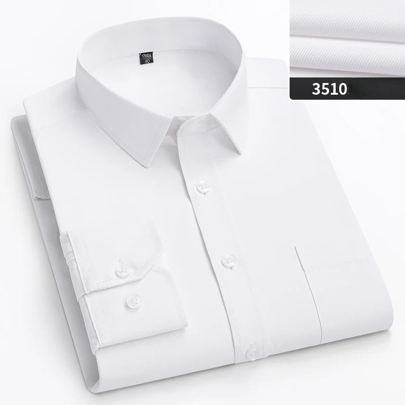 double collor Full shirts for men plus size slim fit formal plain shirt over size office clothes solid long-sleeve business tops