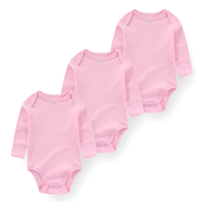 Kiddiezoom 3 Pcs Newborn Cartoon Long Sleeve 100%cotton Baby Boy Girl Bodysuit Soft Infant Onesies Clothes