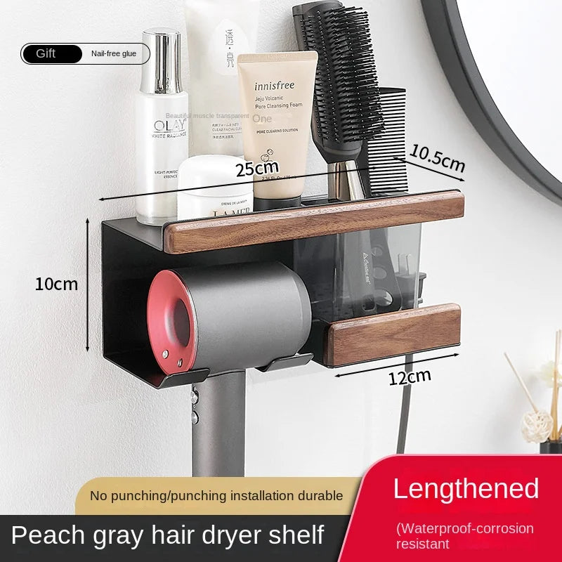 Walnut towel rack no punch bathroom shelf toilet wall mounted washroom storage organizer bath towel holder bathroom accessories