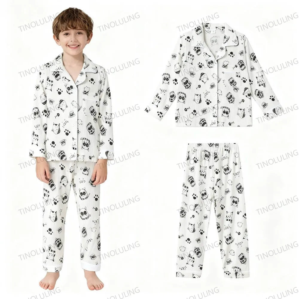 Girls' Pajamas Cartoon Sleepwear for Children Boys Teenage Kids 3 5 7 9 11 13 Yrs Home Wear Clothing Set Child Casual Outfits