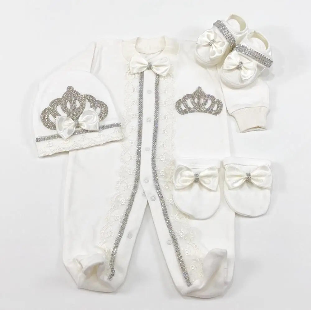 Dollbling Boy Baby Set Clothing Personalized Outfit Custom Baby Clothes Spring Angle Wing Lace Embroidery 4Pcs Layette