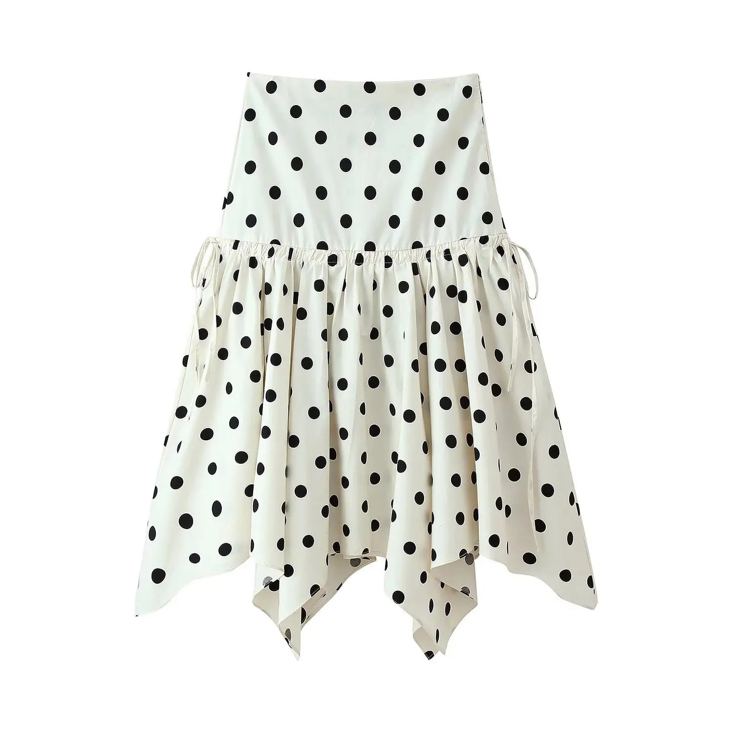 KONDALA Trendy Elegant Polka Dot Skirt Set Women High Street Holiday Short Tops, Midi Skirt 2026 Summer Fashion Casual Skirt Set