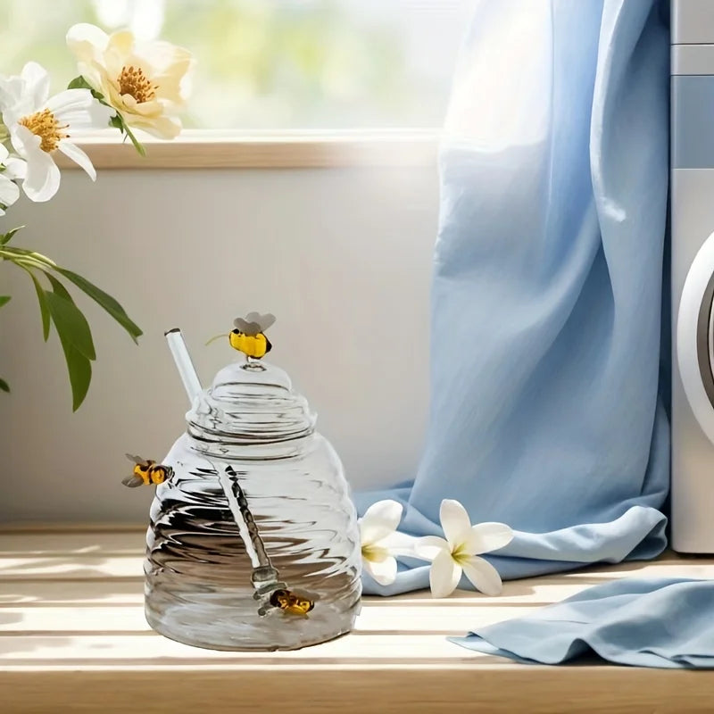 1pc Animal-Themed High Borosilicate Glass Honey Jar with Lid - Perfect for Kitchen & Dining