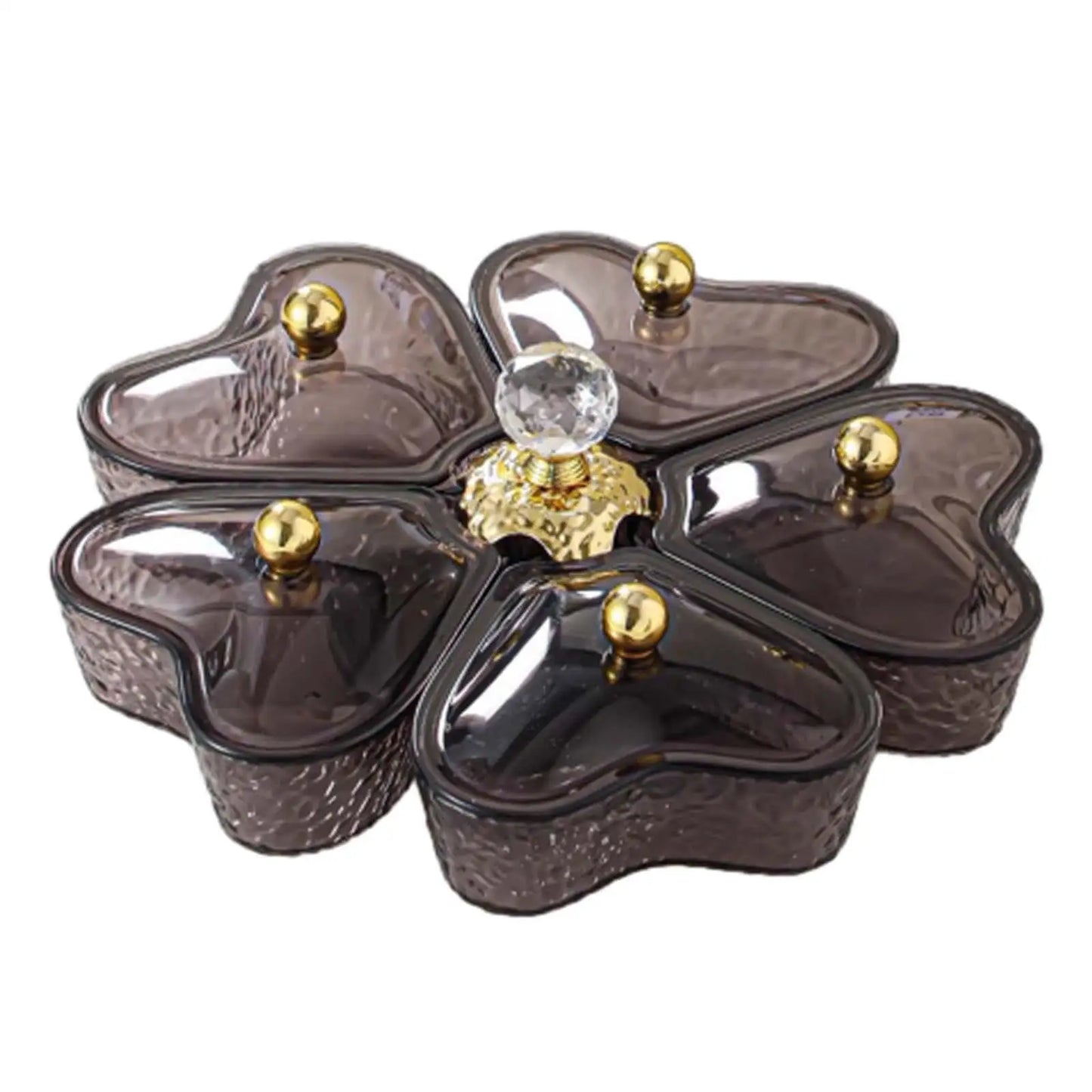 Divided Serving Tray Fruit Plate Organizer Nut Candy Veggie Tray Rotating Snack Platter for Candy Nuts Sweets Fruit Tea Party