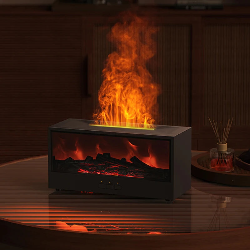 Aroma Humidifier for Home Essential Oils Simulated Fireplace Diffuser with LED Light and Remote Control