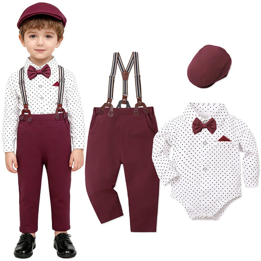 Baby Christmas Outfi Boys Xmas Red Clothes Newborn Easter Church Green Suit Infant New Year Party Gift Formal with Hat
