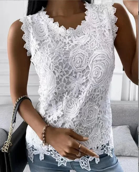 Lace T Shirt Women Elegant Casual Tshirt Woman Clothing Summer Fashion Tops Tee Vintage Clothes Streetwear Solid T-Shirts Blusas