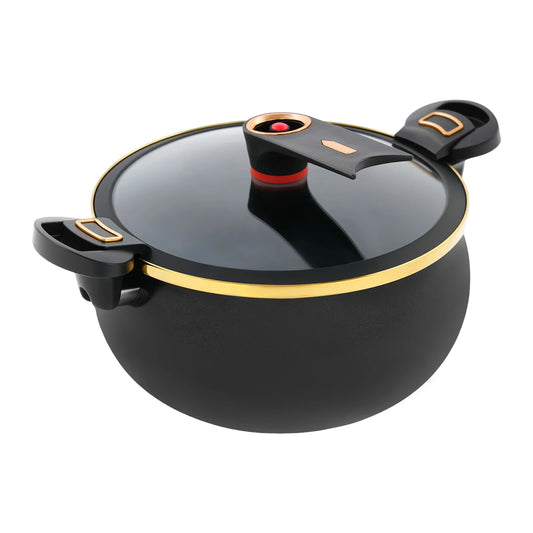 Iron Micro Pressure Cooker, 8.45Qt Capacity Non-Stick Pot with Safe Auto Pressure Release Valve for Induction Gas Electric Stove