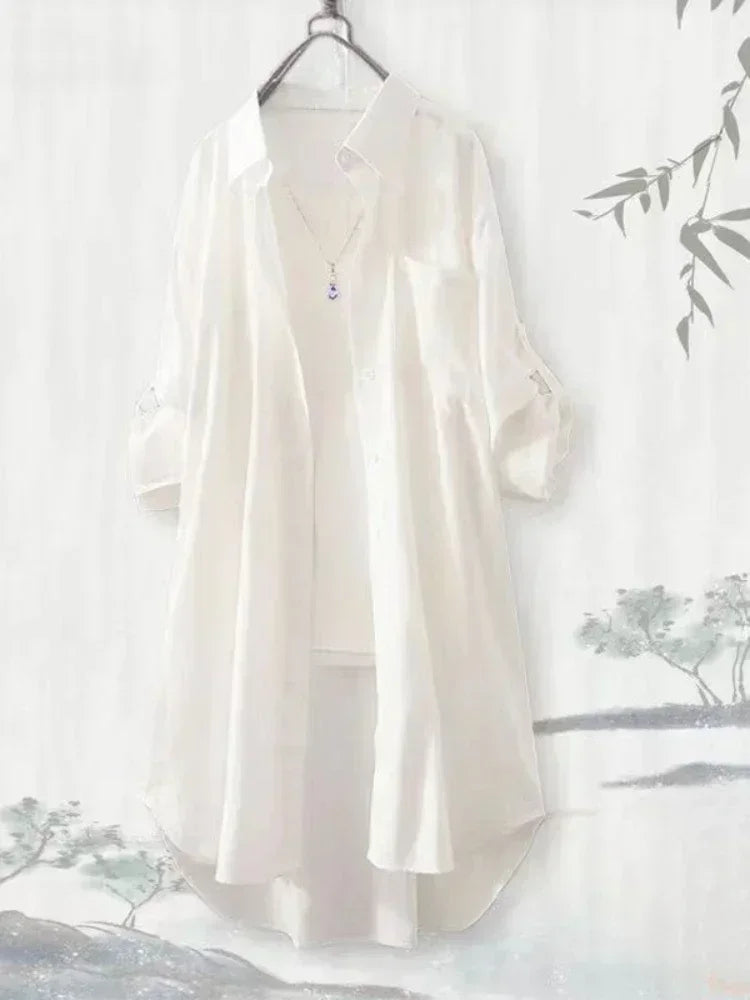 Plus Size Women Simple Long Sleeve Blouse