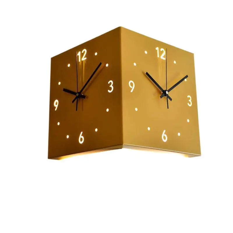 Wall Clock Living Room Creative Simple Modern Wall Clock No Punching Fashionable Square Clock Wall Corner Wall Clock
