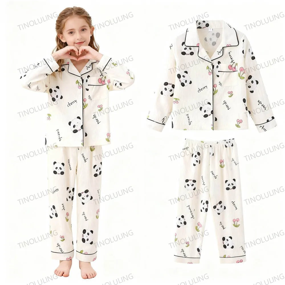 Girls' Pajamas Cartoon Sleepwear for Children Boys Teenage Kids 3 5 7 9 11 13 Yrs Home Wear Clothing Set Child Casual Outfits