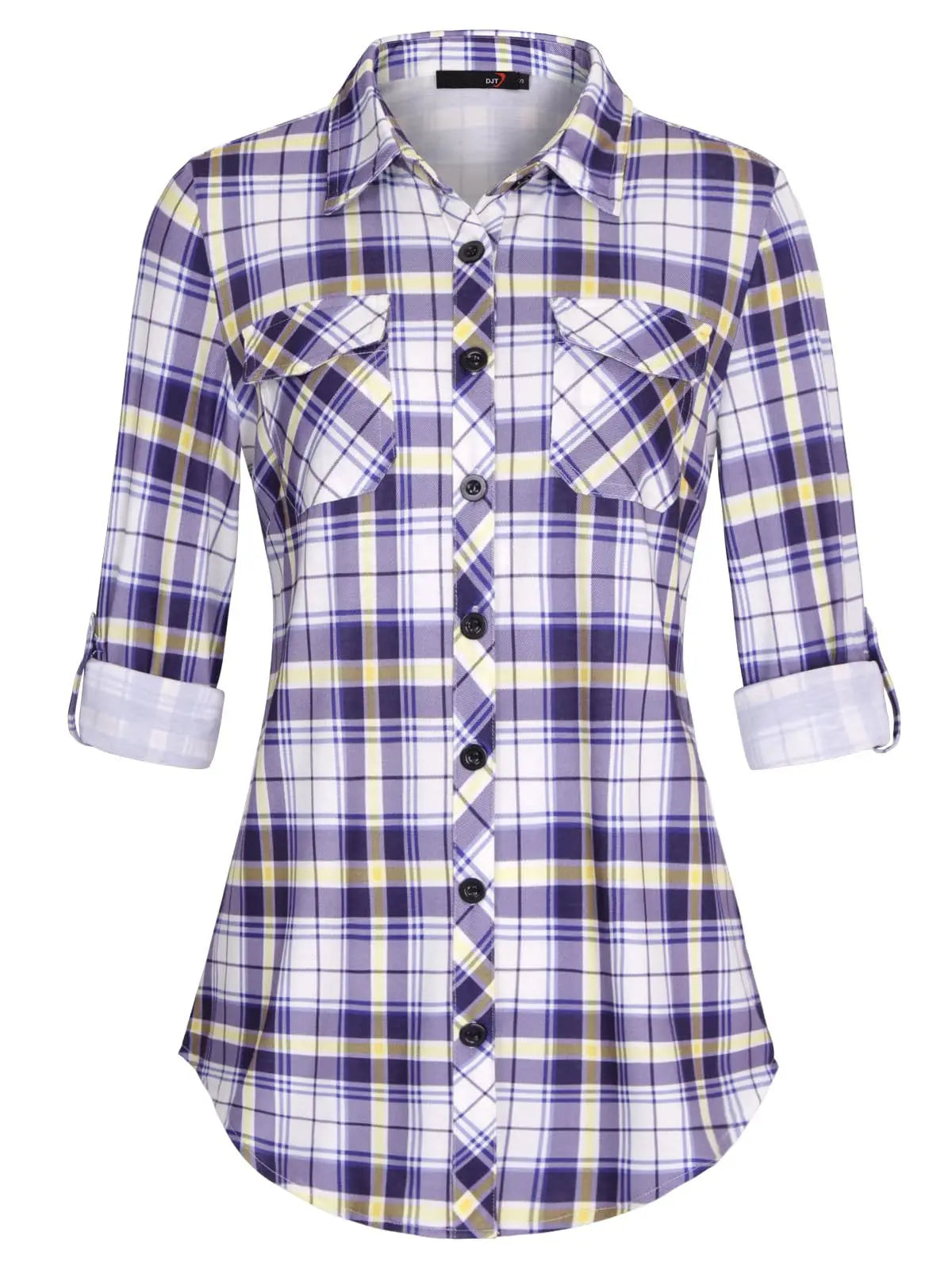 Women's  fashion Casual Plaid Button-Down Shirt